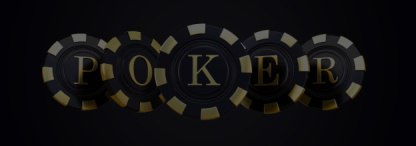 Black and gold poker chips spelling ‘poker’ on a dark background
