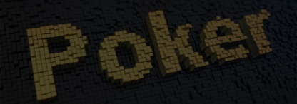 An image of pixelated tiles with the word ‘poker’ in yellow on a dark grey background