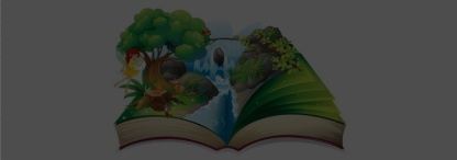 An illustration of an enchanted forest book with a fairy on a white background