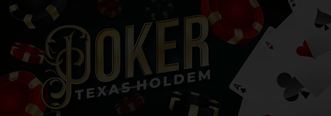 sign saying Poker Texas Holdem with chips flying around