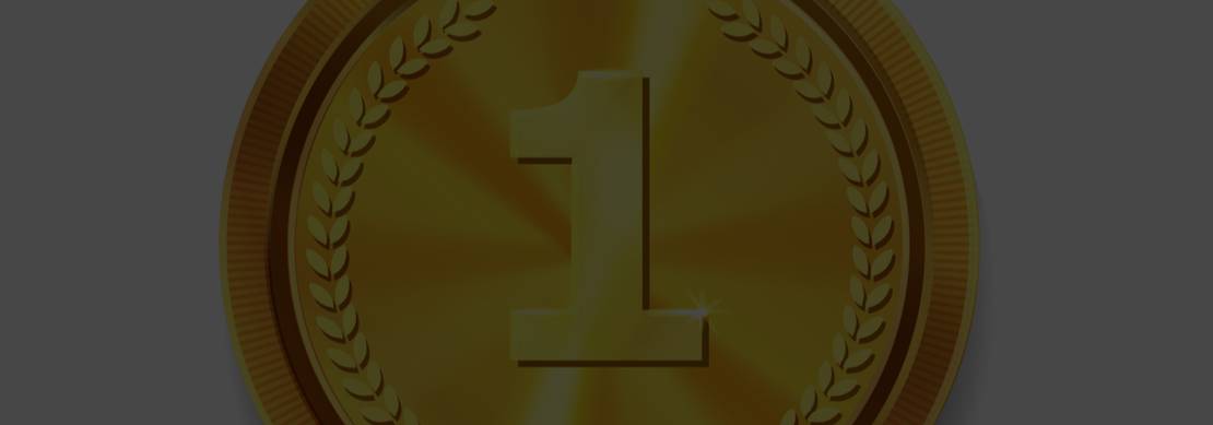 a winner's ribbon with "1" on the gold part